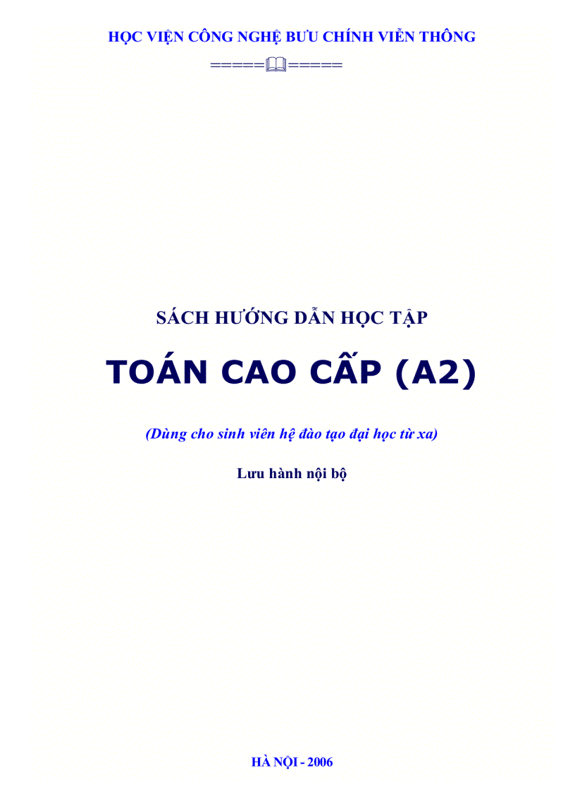 image for page Toán cao cấp A2 Dùng cho SV hệ từ xa