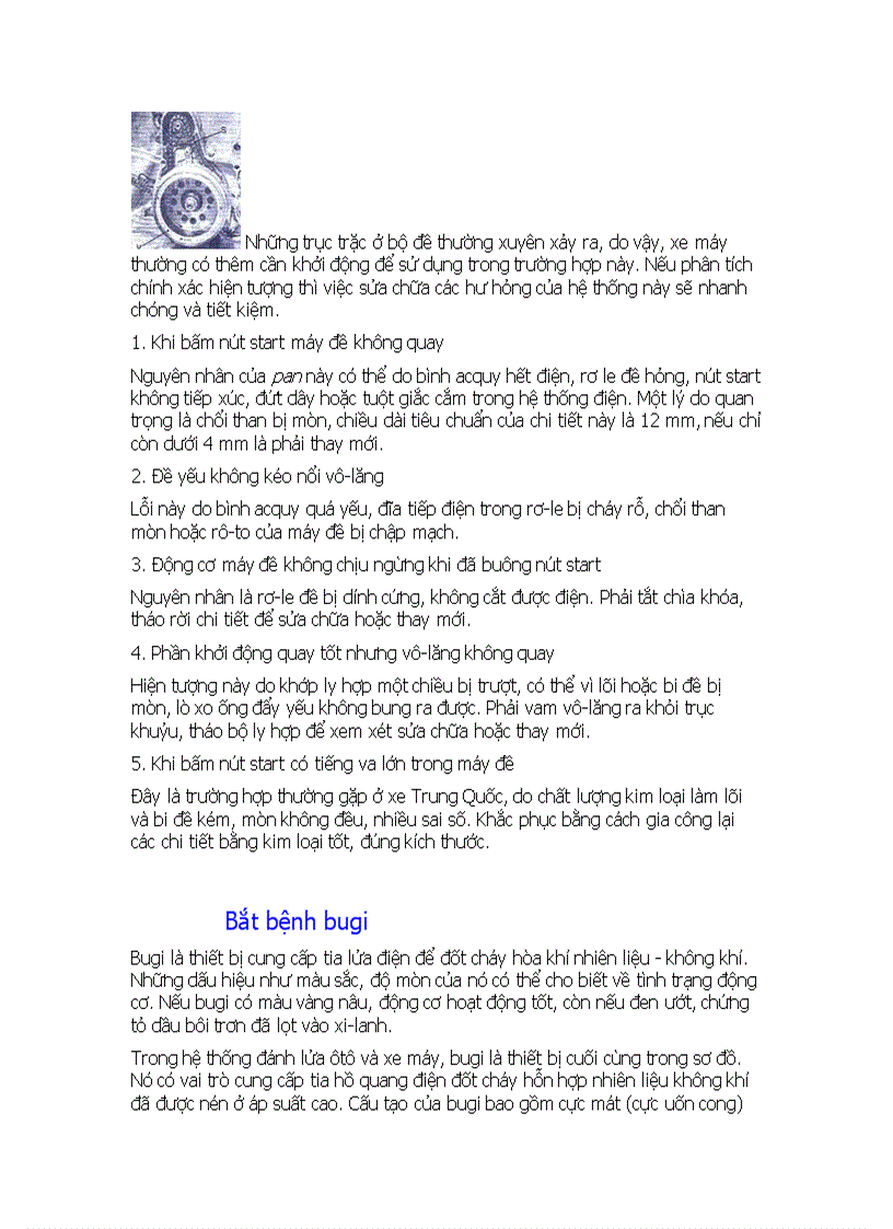 image for page 5 Sự cố thường gặp khi khởi động xe máy