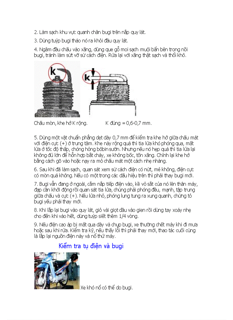 image for page 5 Sự cố thường gặp khi khởi động xe máy