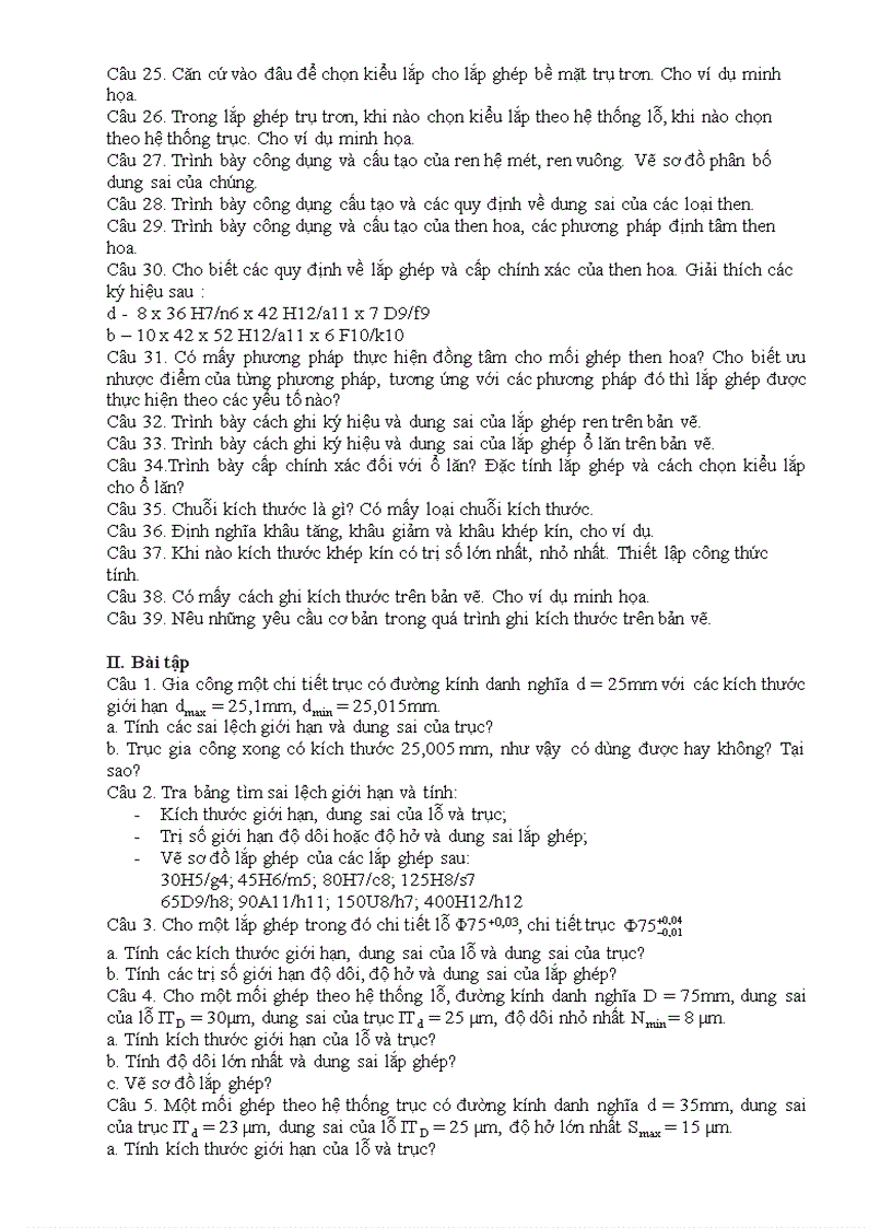 image for page Câu hỏi ôn tập môn Dung sai lắp ghép