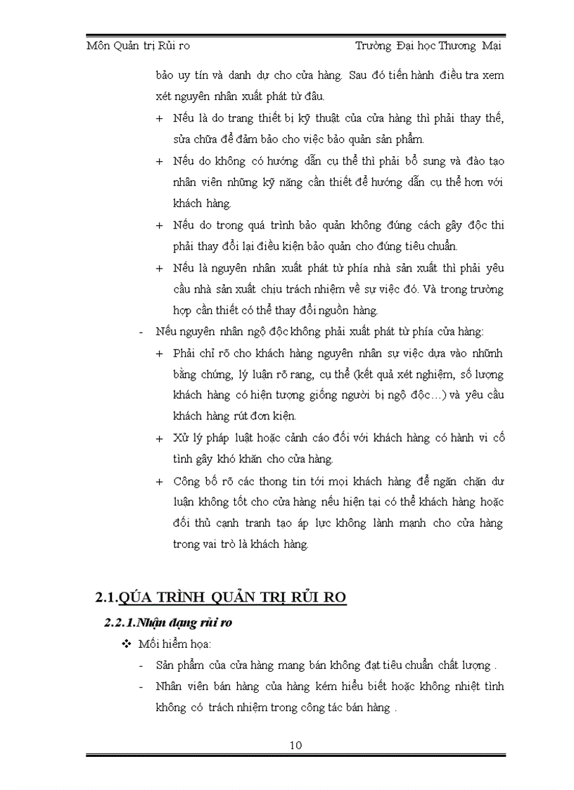 image for page Bài Thảo luận QUẢN TRỊ RỦI RO Một khách hàng khiếu nại cửa hàng của bạn về một loại thực phẩm đã mua sau khi ăn bị ngộ độc Là cửa hàng trưởng bạn giải quyết như thế nào