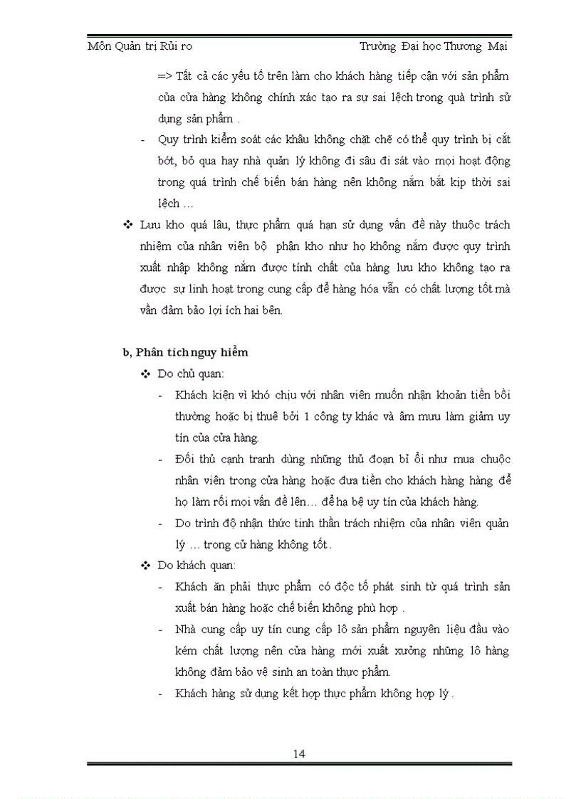 image for page Bài Thảo luận QUẢN TRỊ RỦI RO Một khách hàng khiếu nại cửa hàng của bạn về một loại thực phẩm đã mua sau khi ăn bị ngộ độc Là cửa hàng trưởng bạn giải quyết như thế nào