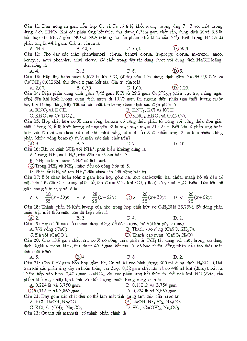 image for page Đề thi và đáp án tuyển sinh đại học môn Hóa Học khối A năm 2011