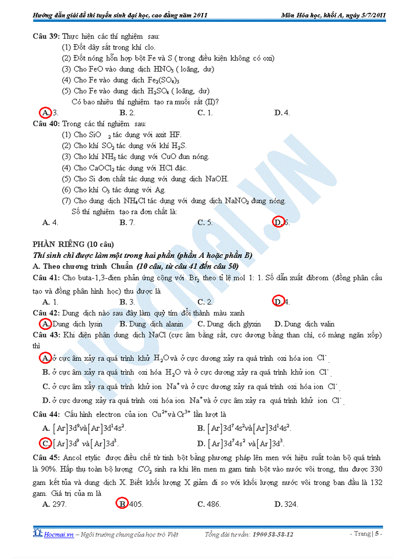 image for page Đáp án đề Hóa khối A 2011 MĐ 758