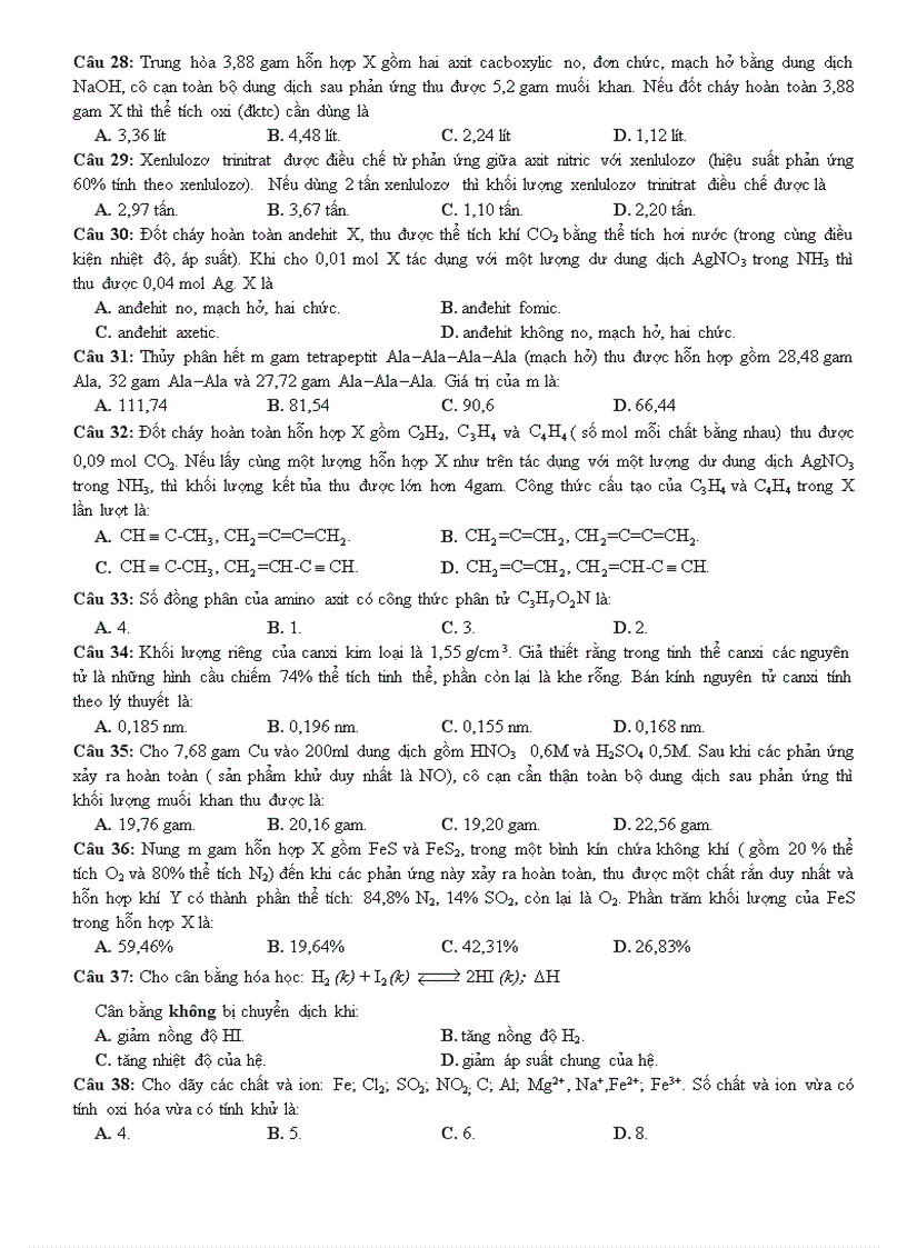 image for page Đề thi hóa Khối A 2011 Mã đề 758