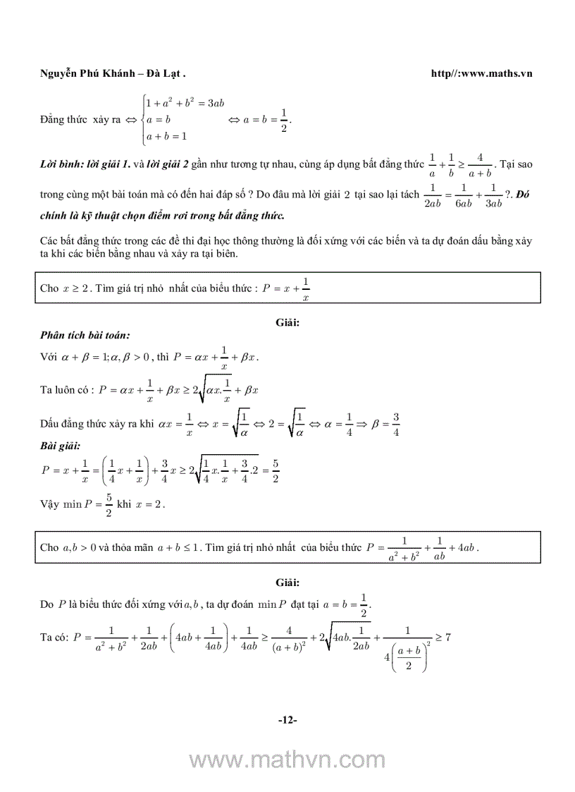 image for page Bài tập về bất đăng thức