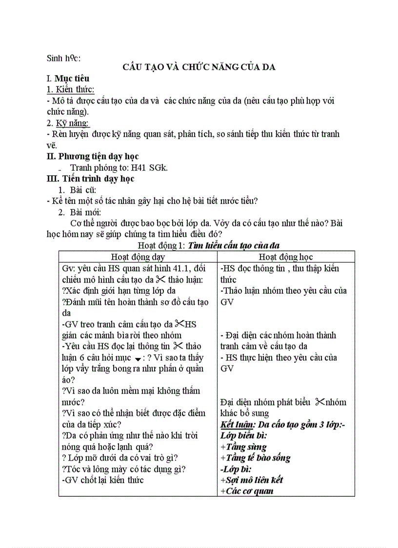 image for page Sinh học CẤU TẠO VÀ CHỨC NĂNG CỦA DA