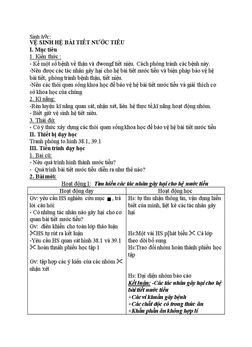 image for page Sinh học VỆ SINH HỆ BÀI TIẾT NƯỚC TIỂU