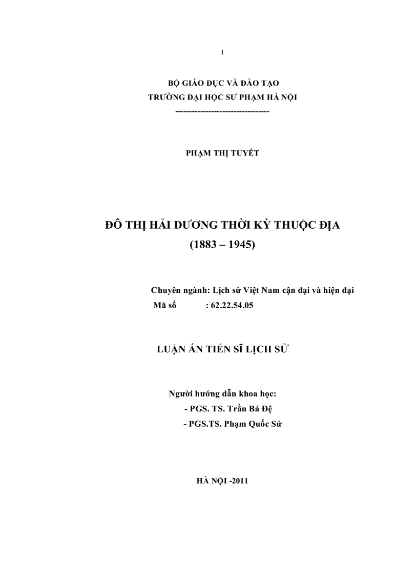 image for page Đô thị Hải Dương thời kỳ thuộc địa 1883 1945 luận văn tiến sĩ lịch sử