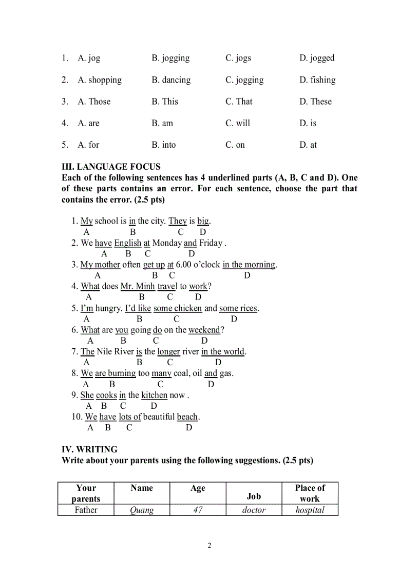 image for page Đề thi học kỳ II Tiếng Anh 6 đề số 1