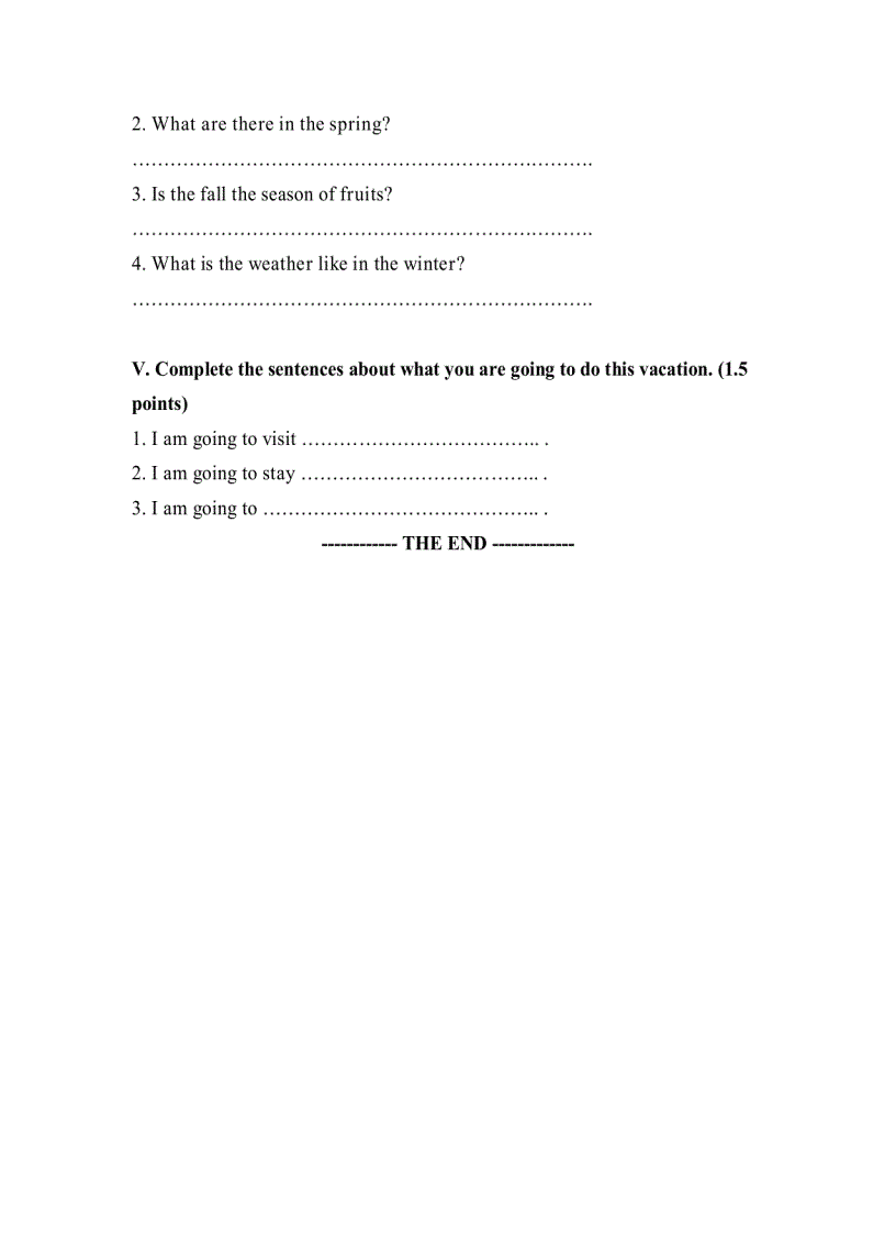 image for page Đề thi học kỳ II Tiếng Anh 6 đề số 5