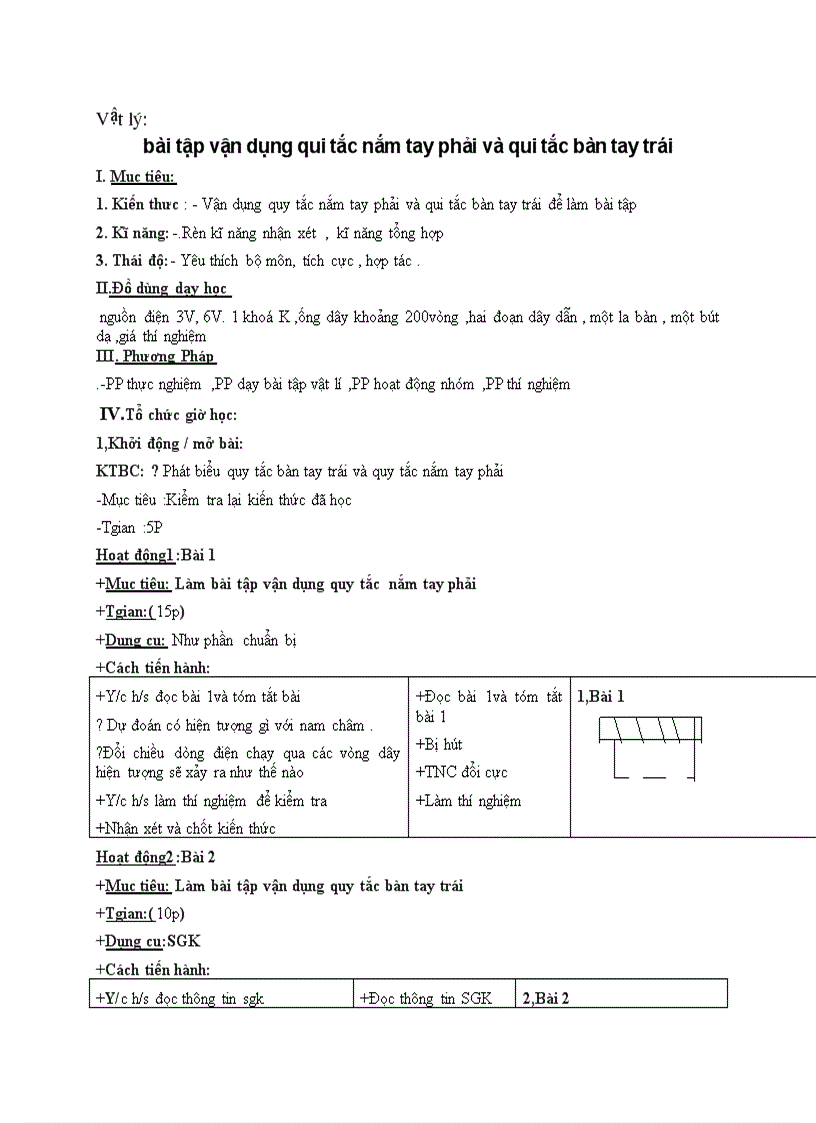 image for page Vật lý Bài tập vận dụng qui tắc nắm tay phải và qui tắc bàn tay trái