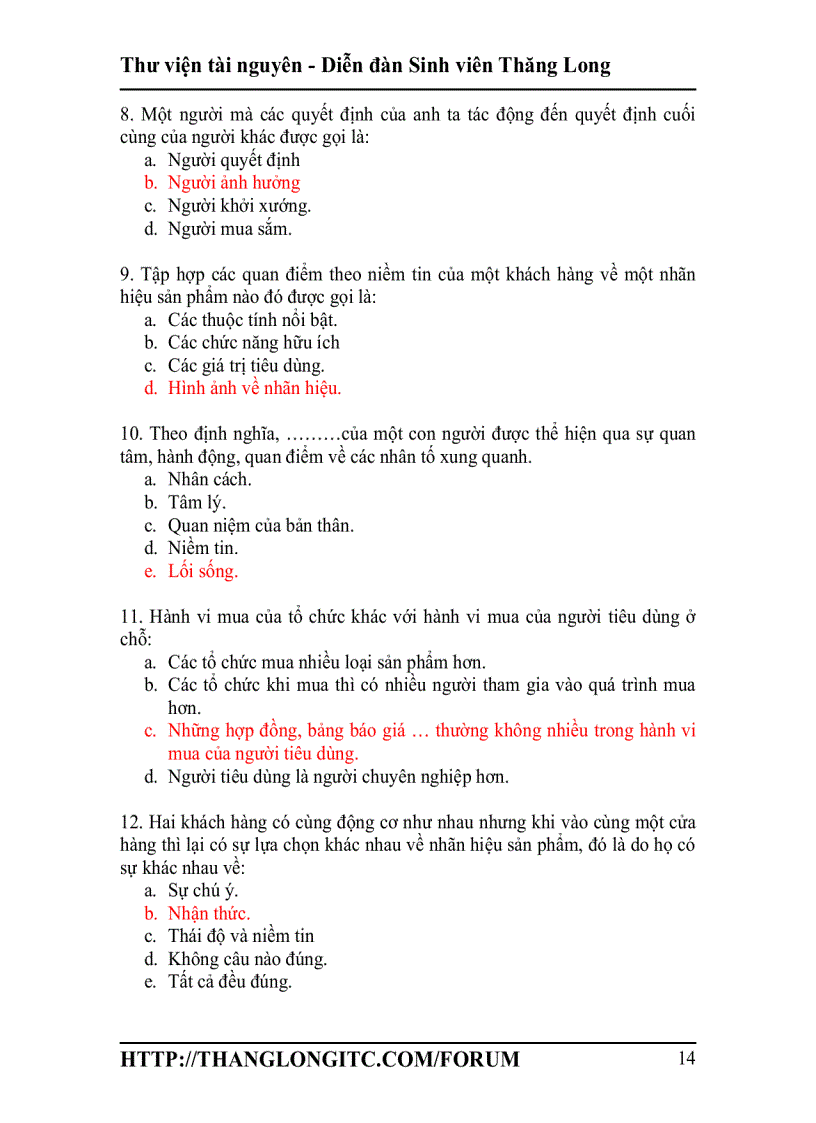 image for page Trắc nghiệm Marketing căn bản