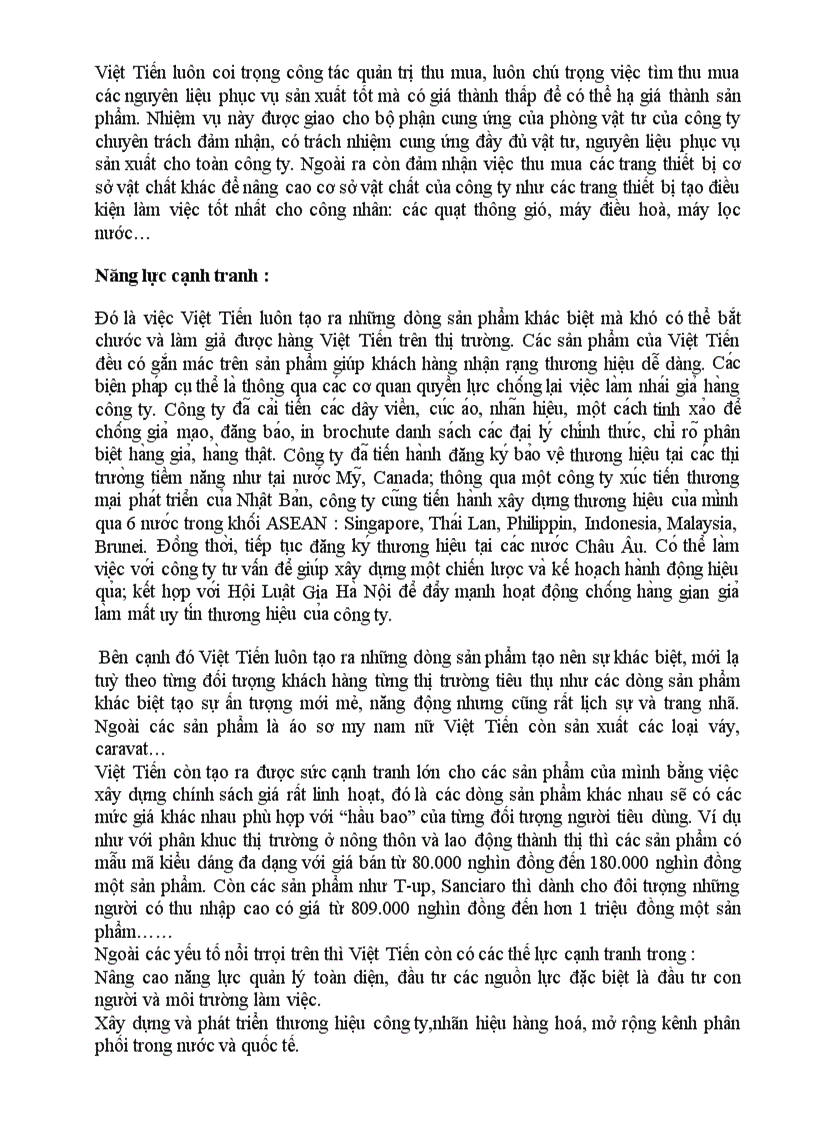 image for page Phiếu phân tích chiến lược doanh nghiệp của Tổng công ty cổ phần may Việt Tiến