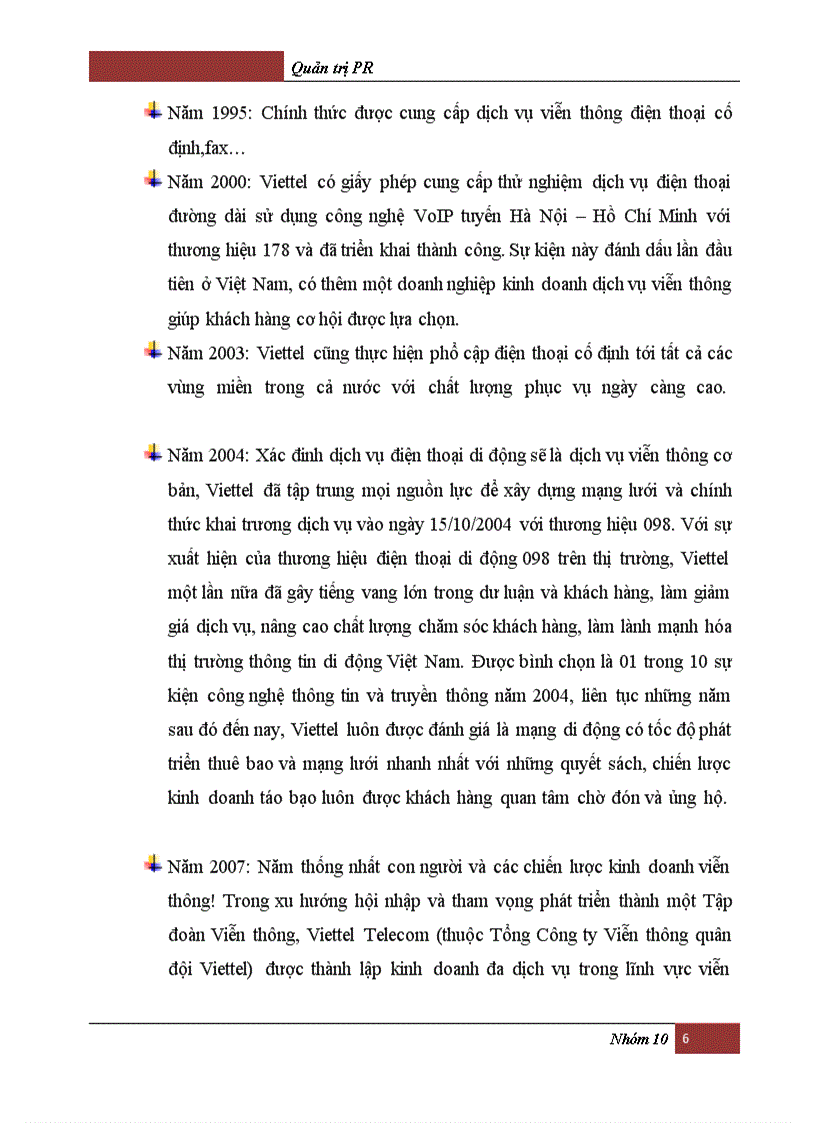 image for page Phân tích các hoạt động PR của Tổng công ty VIỄN THÔNG QUÂN ĐỘI VIETEL