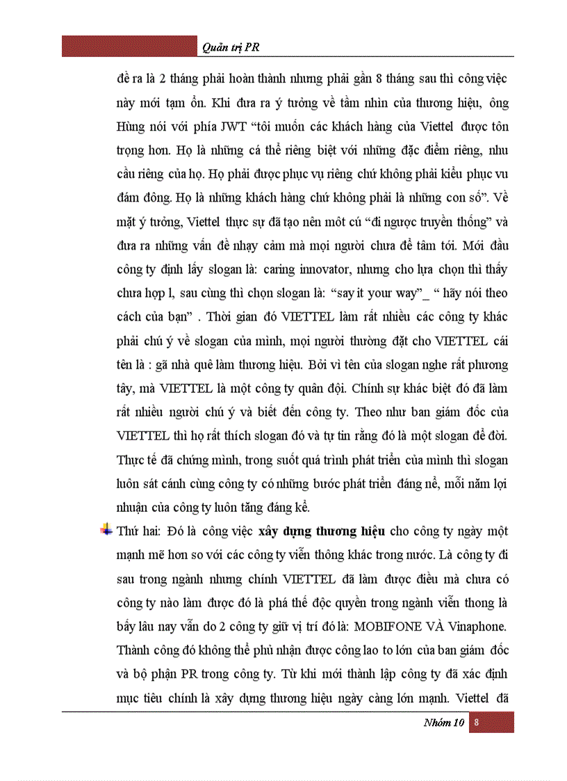 image for page Phân tích các hoạt động PR của Tổng công ty VIỄN THÔNG QUÂN ĐỘI VIETEL