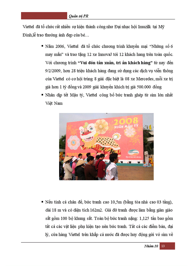 image for page Phân tích các hoạt động PR của Tổng công ty VIỄN THÔNG QUÂN ĐỘI VIETEL