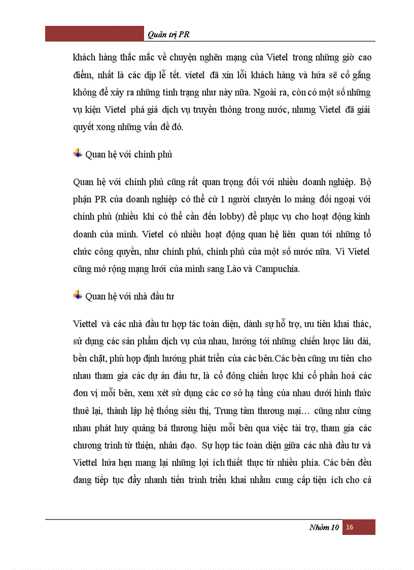 image for page Phân tích các hoạt động PR của Tổng công ty VIỄN THÔNG QUÂN ĐỘI VIETEL