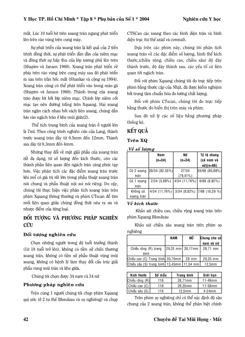 image for page Phân tích đặc điểm xoang trán Đối chiếu giữa CT scan và xquang qui ước