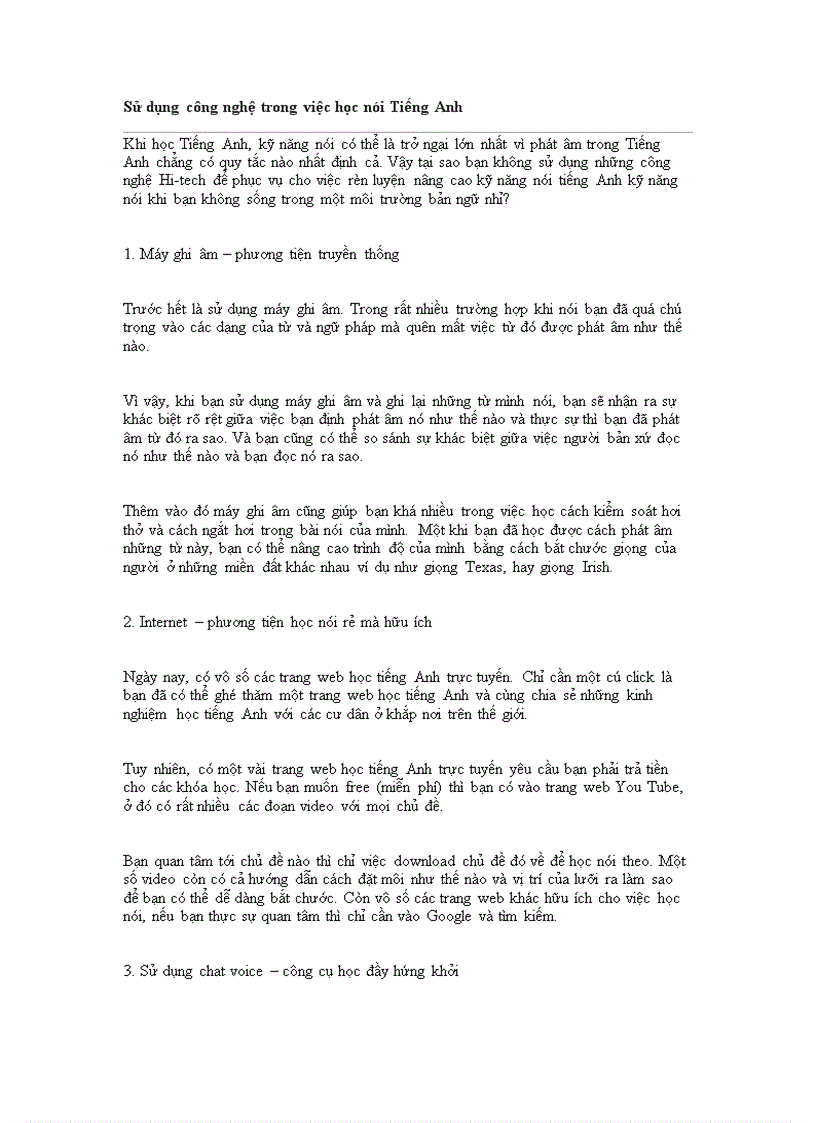 image for page Sử dụng công nghệ trong việc học nói Tiếng Anh