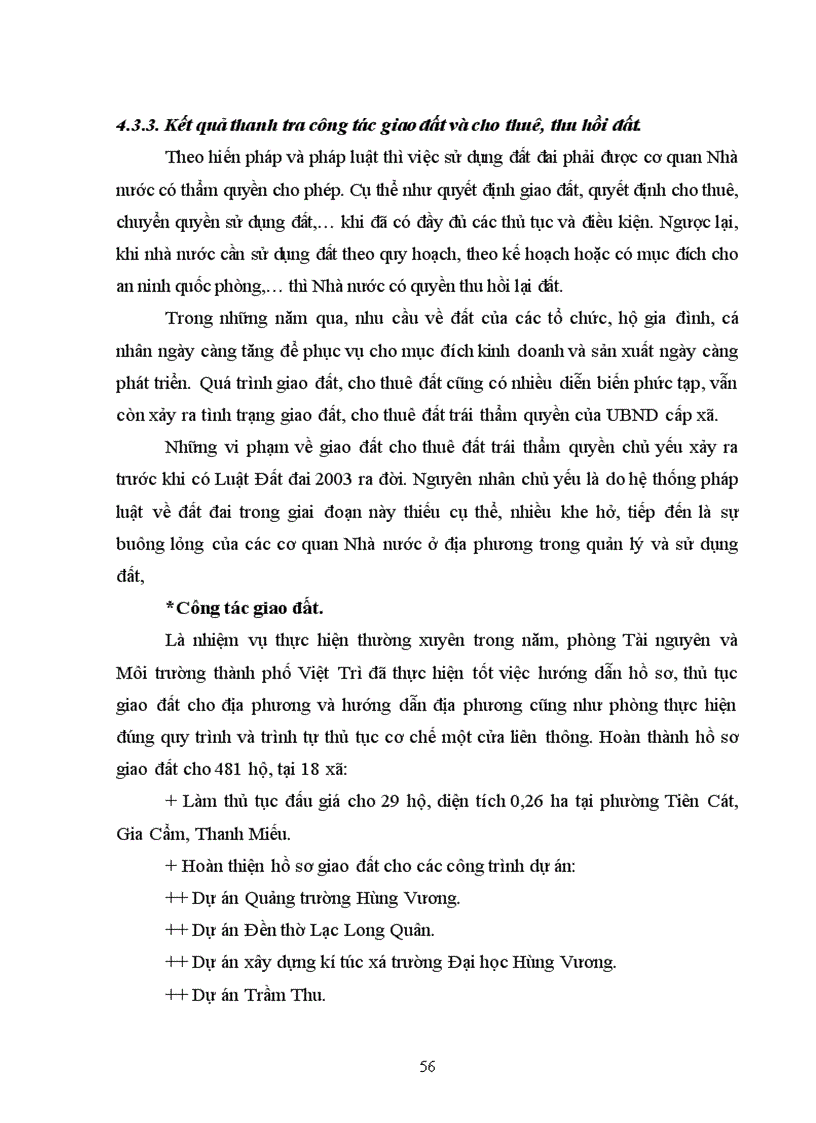 image for page Tìm hiểu công tác thanh tra giải quyết khiếu nại tố cáo và tranh chấp đất đai của Thành phố Việt Trì Tỉnh Phú Thọ từ khi có Luật đất đai 2003 đến nay 2011