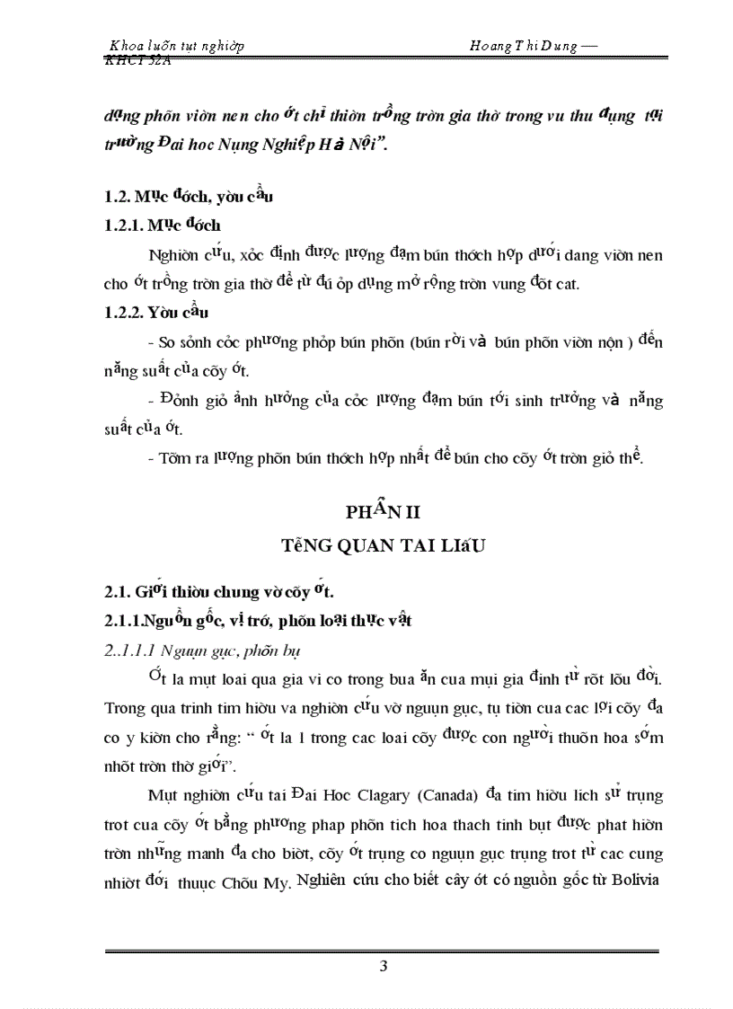 Xác định lượng đạm bón thích hợp ở dạng phân viên nén cho ớt chỉ thiên trồng trên giá thể trong vụ thu đông tại trường Đại học Nông Nghiệp Hà Nội 2011