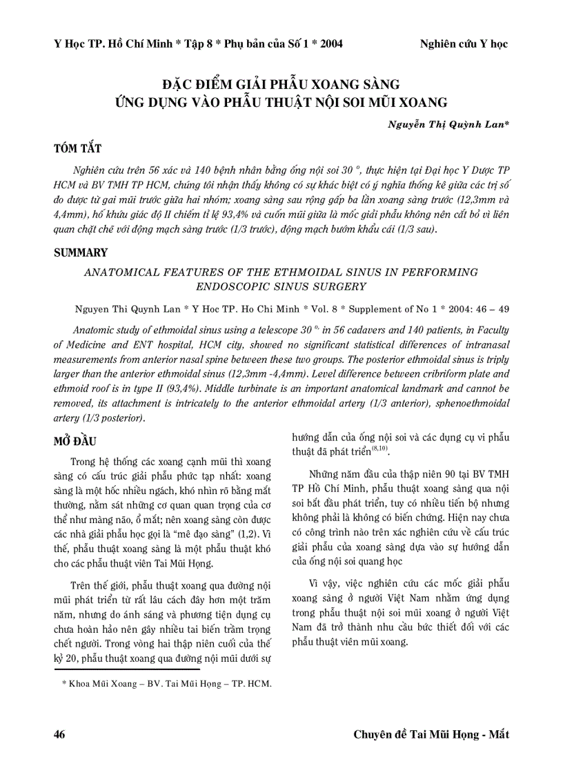 image for page Đặc điểm giải phẫu xoang sàng ứng dụng vào phẫu thuật nội soi mũi xoang