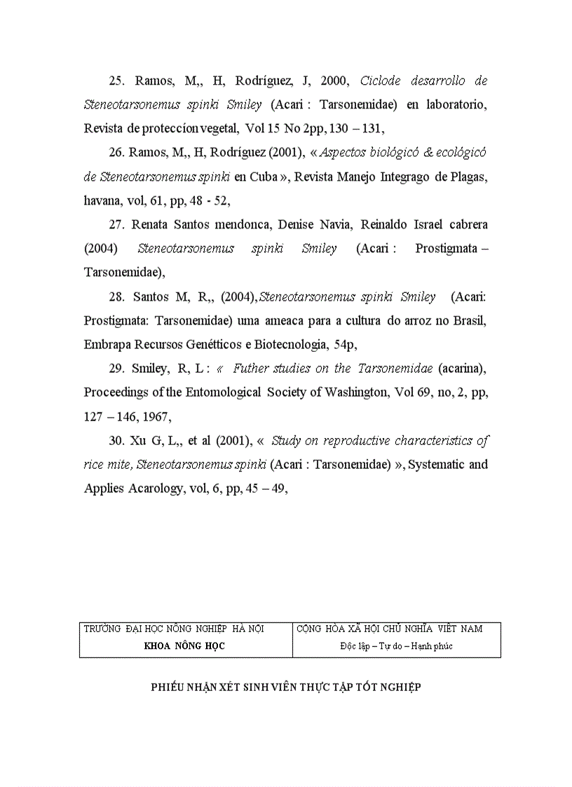 image for page Đánh giá bước đầu về khả năng nhân nguồn nhện gié xác định tỷ lệ tăng tự nhiên và ngưỡng gây hại của nhện gié Steneotarsonemus spinki Smile 2011