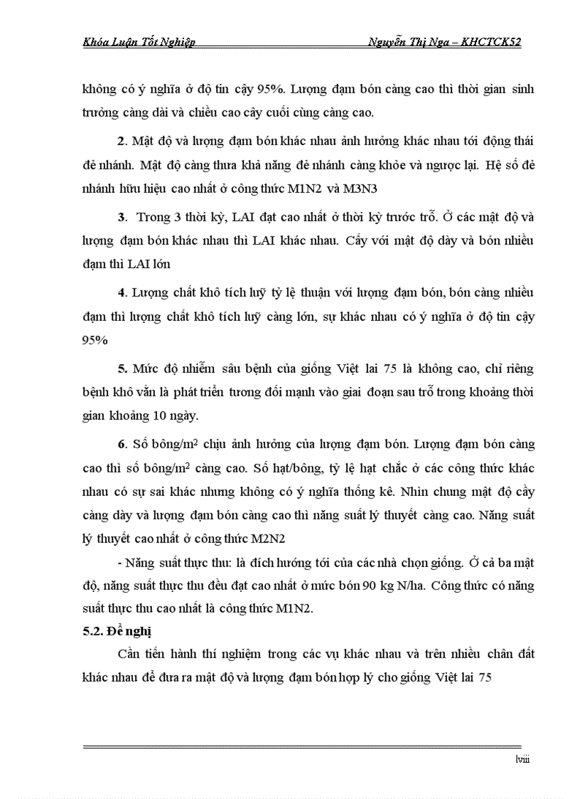 image for page Nghiên cứu ảnh hưởng của mật độ và lượng đạm bón đến sinh trưởng phát triển và năng suất lúa VL 75 vụ xuân trên đất Gia Lâm Hà Nội 2011