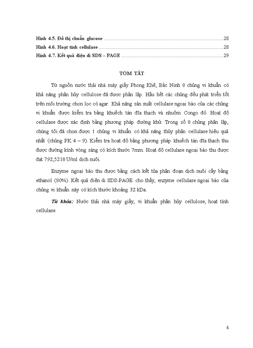 Phân lập và khảo sát khả năng sinh tổng hợp enzyme ngoại bào cellulase ở một vài chủng vi khuẩn 2011