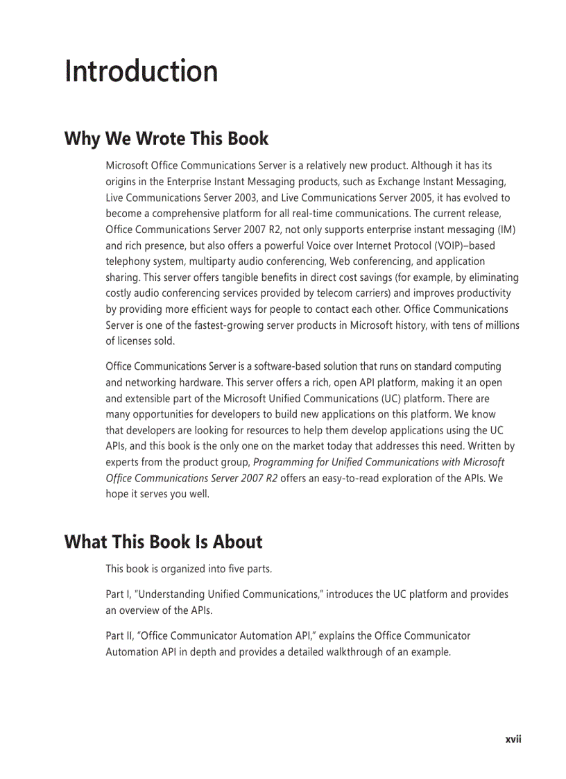 image for page Programming for Unified Communications with Microsoft Offi ce Communications Server 2007 R2