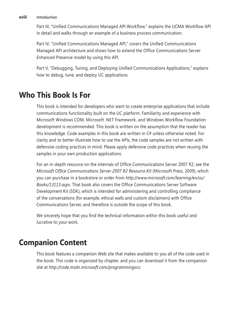 image for page Programming for Unified Communications with Microsoft Offi ce Communications Server 2007 R2
