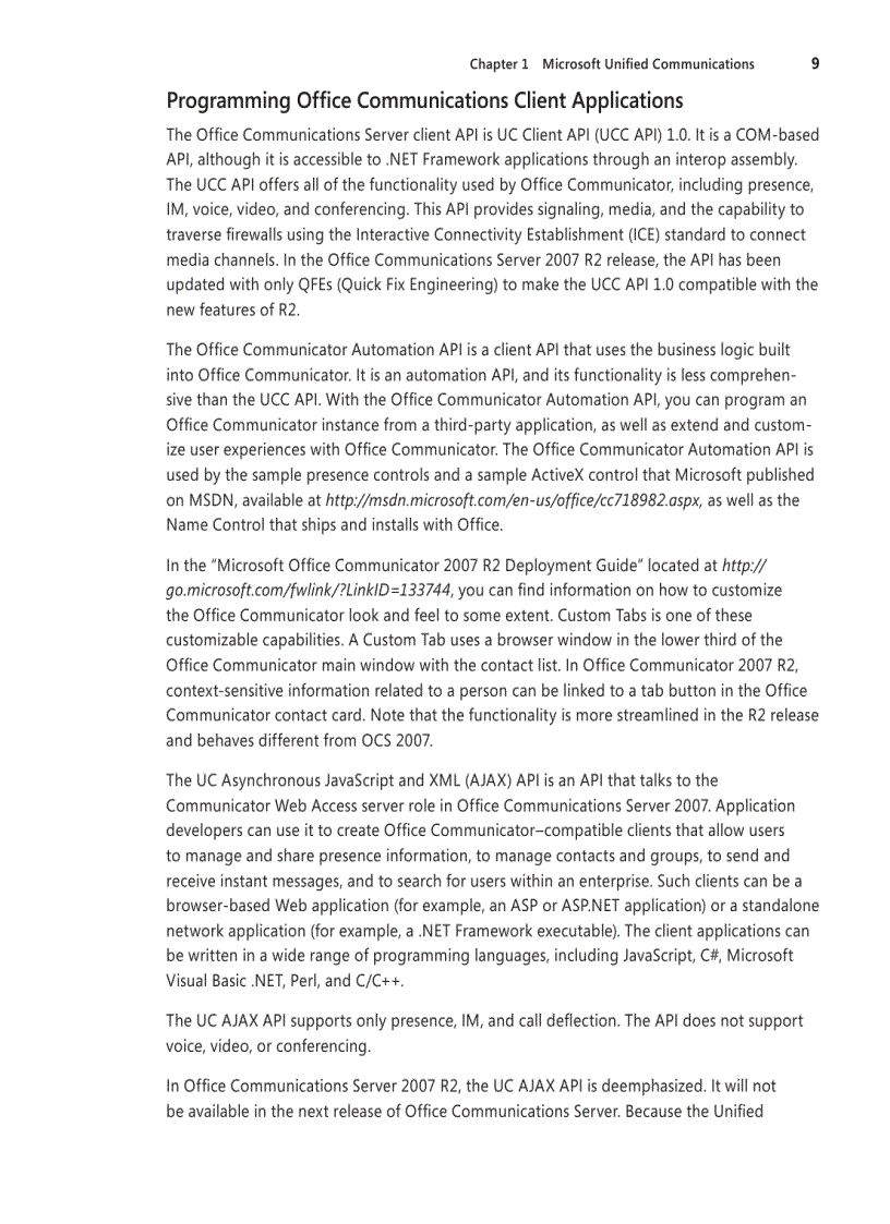image for page Programming for Unified Communications with Microsoft Offi ce Communications Server 2007 R2