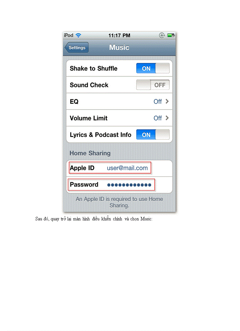 image for page Thiết lập và sử dụng Home Sharing với iPhone iPad hoặc iPod Touch