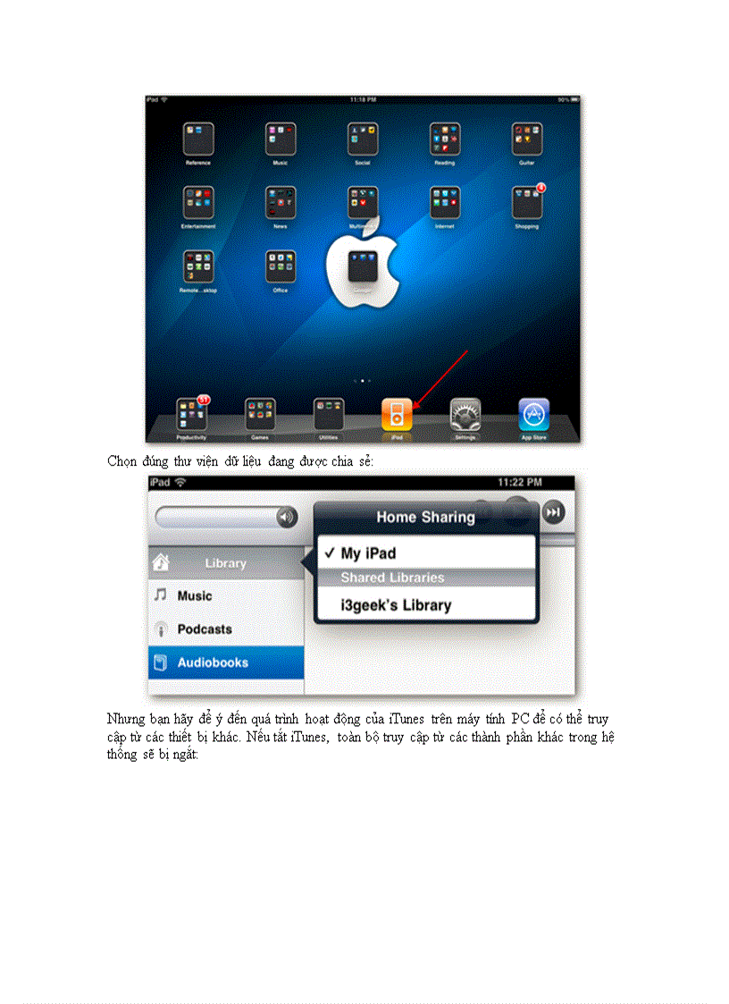 image for page Thiết lập và sử dụng Home Sharing với iPhone iPad hoặc iPod Touch