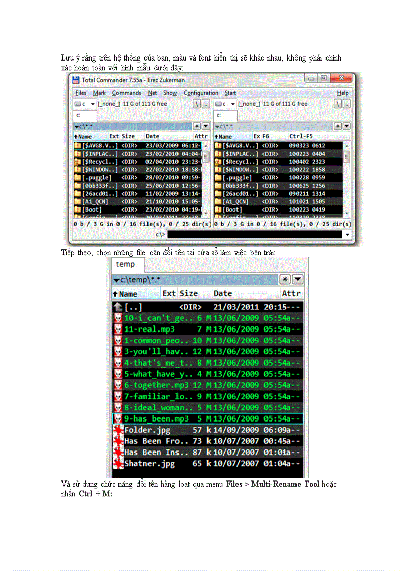 Đổi tên file hàng loạt với Total Commander