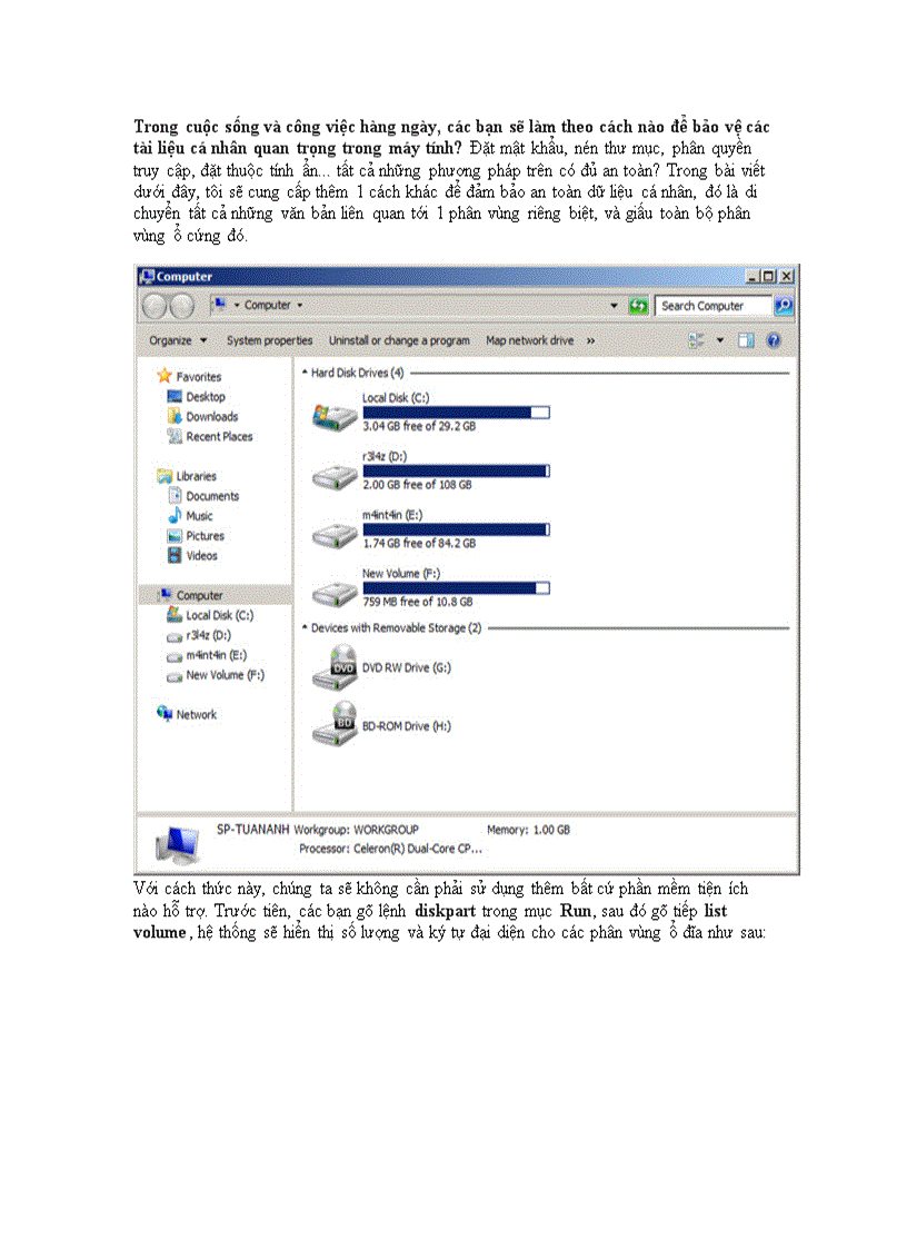 image for page Giấu các phân vùng ổ đĩa trong Windows