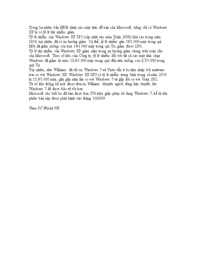 image for page Windows 7 an toàn gấp 5 lần XP