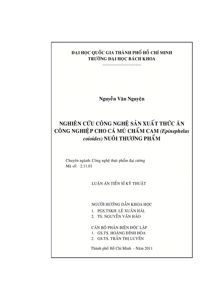 image for page Nghiên cứu công nghệ sản xuất thức ăn cho cá mú chấm cam nuôi thương phẩm