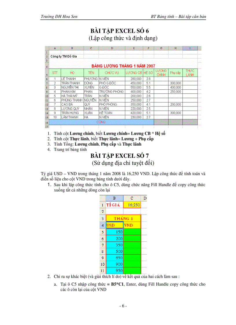 image for page Bài tập và một số điều cần biết về Excel căn bản