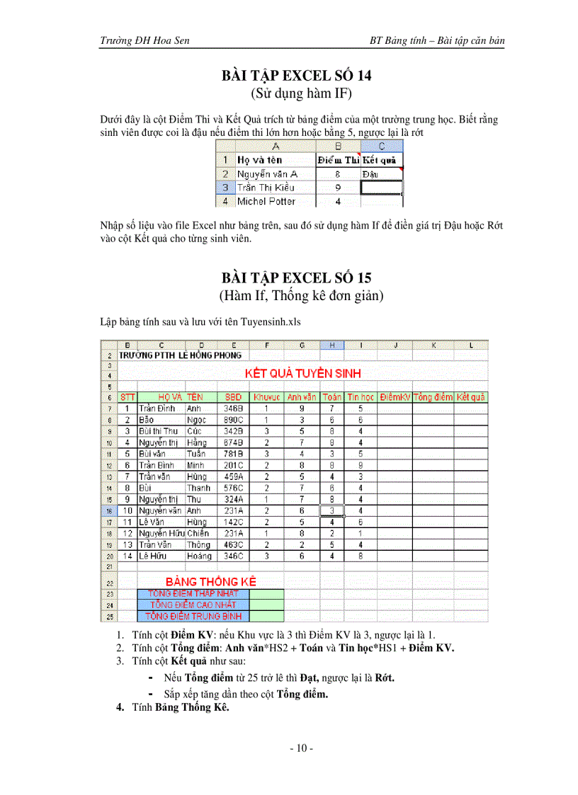 image for page Bài tập và một số điều cần biết về Excel căn bản