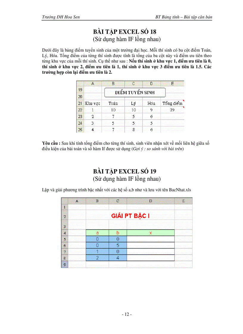 image for page Bài tập và một số điều cần biết về Excel căn bản