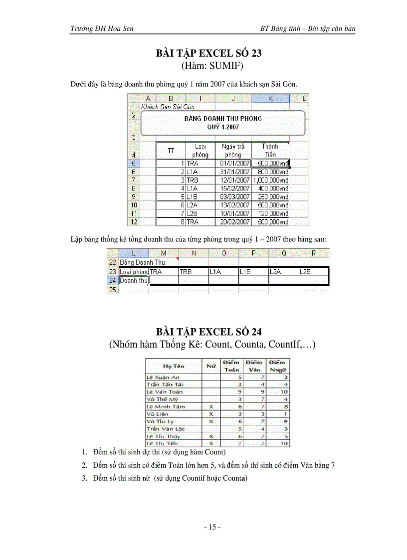 image for page Bài tập và một số điều cần biết về Excel căn bản