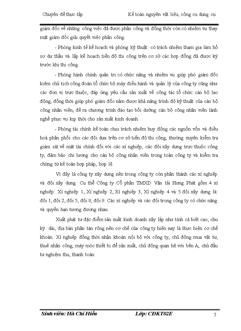 image for page Một số vấn đề cơ bản về hạch toán kế toán nguyên vật liệu ở Công ty Cổ Phần thương mại Xây Dựng Vận Tải Hưng Phát
