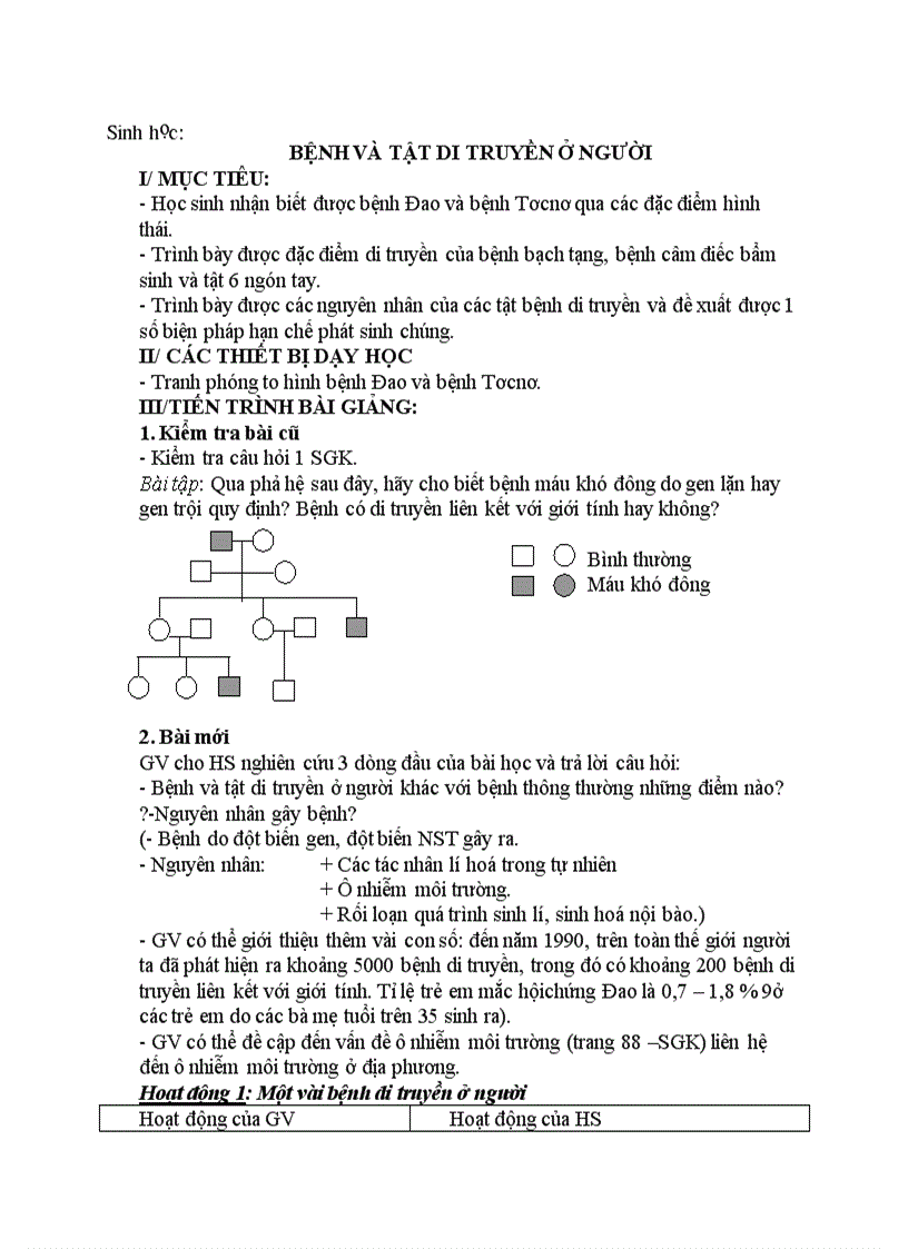 image for page Sinh học BỆNH VÀ TẬT DI TRUYỀN Ở NGƯỜI