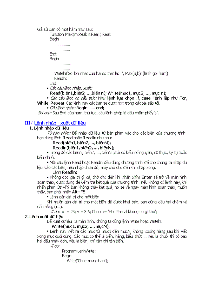 image for page Tin học CÂU LỆNH ĐƠN