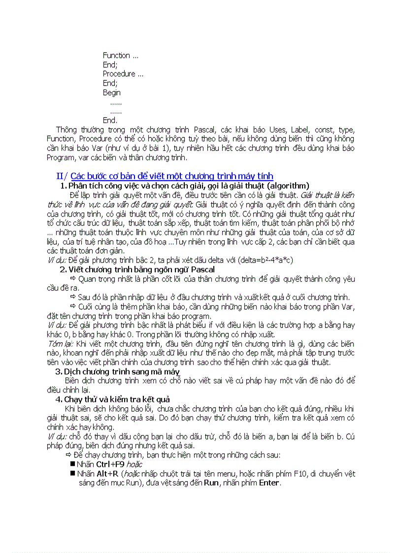 image for page Tin học CẤU TRÚC CHƯƠNG TRÌNH PASCAL