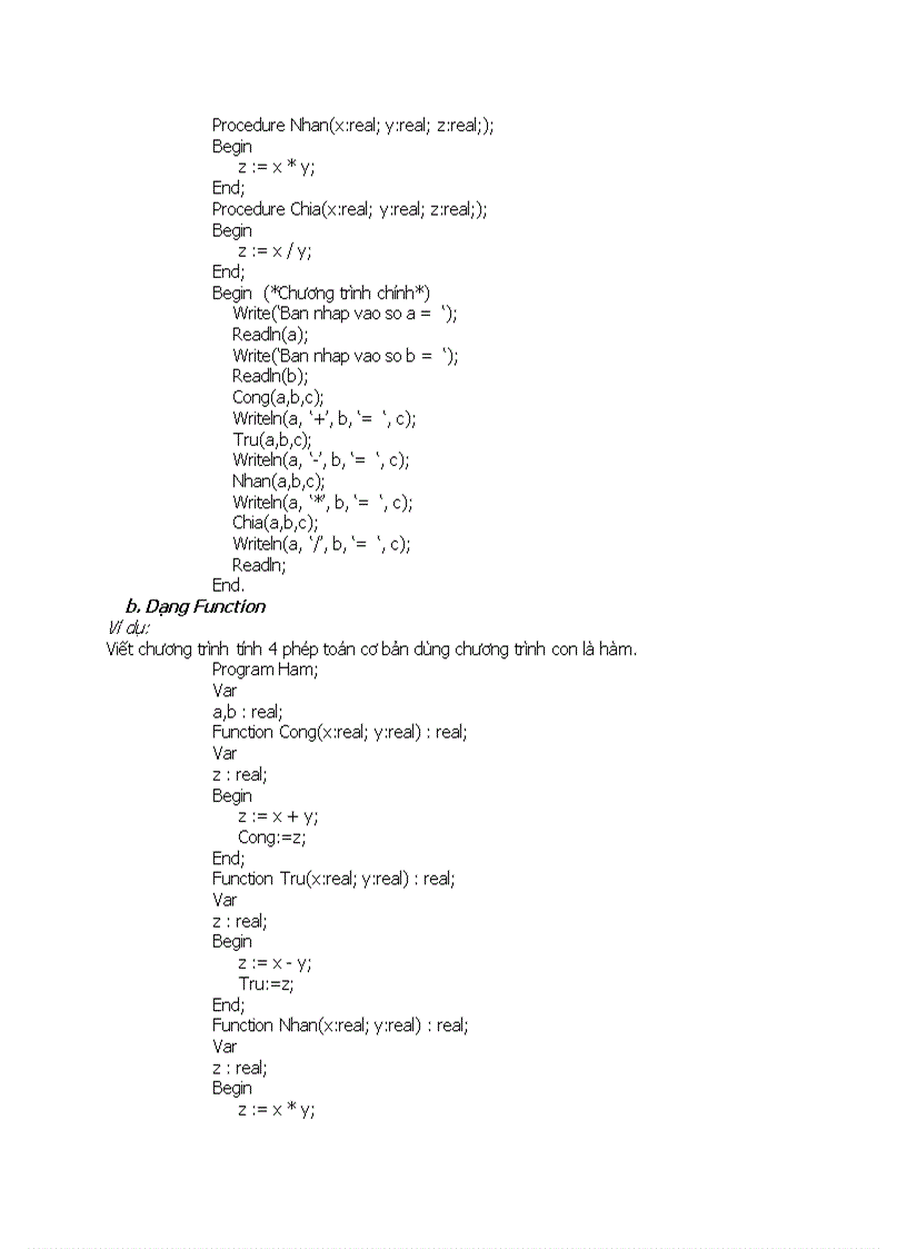 image for page Tin học CHƯƠNG TRÌNH CON Sub program