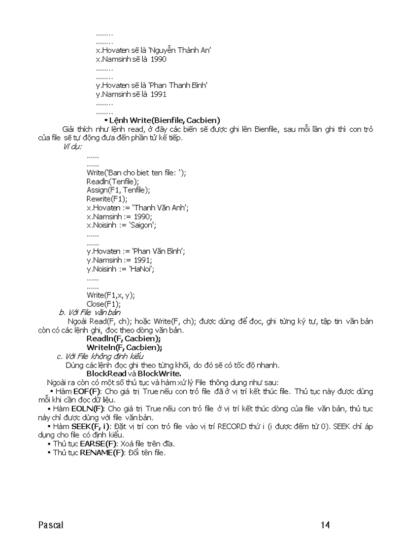 image for page Tin học KIỂU DỮ LIỆU CÓ CẤU TRÚC FILE