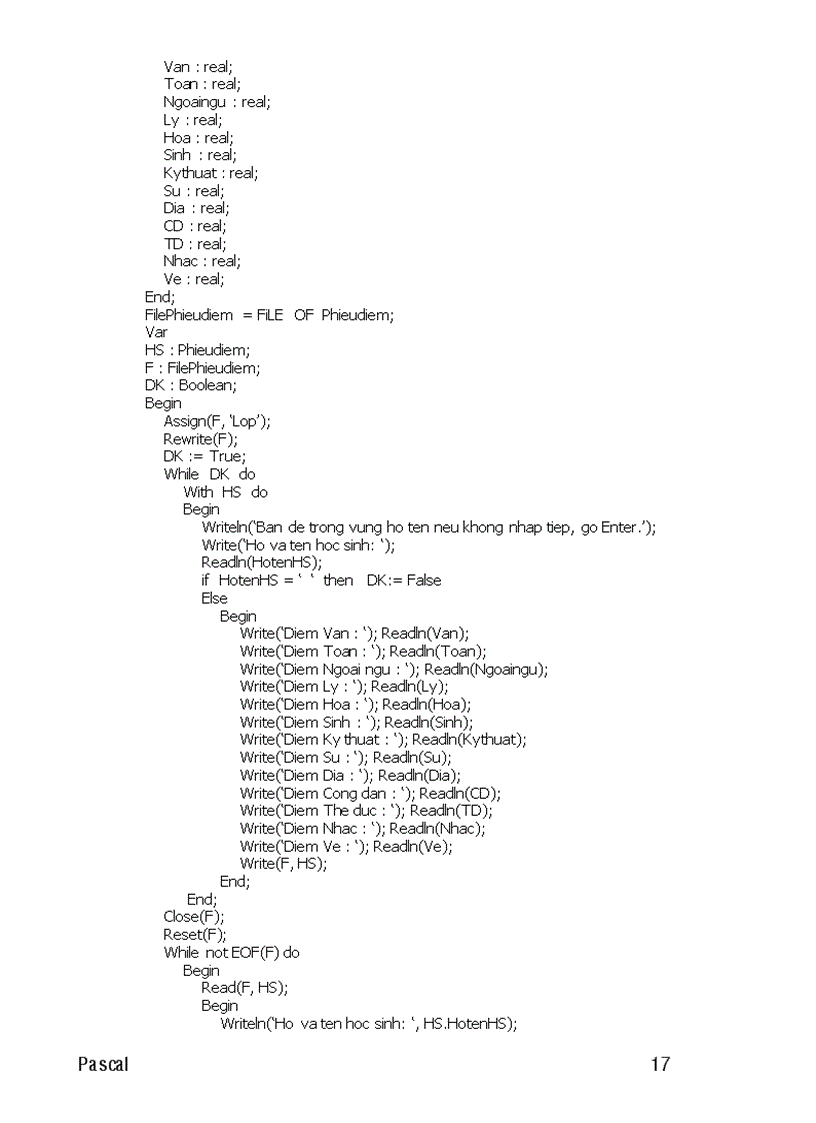 image for page Tin học KIỂU DỮ LIỆU CÓ CẤU TRÚC FILE